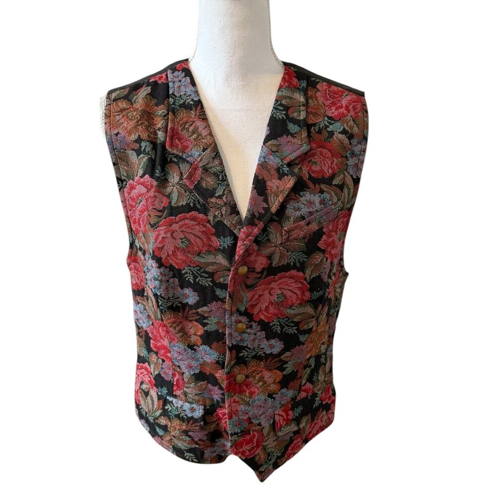 Vintage Liz Wear Claiborne Floral Tapestry Vest 12